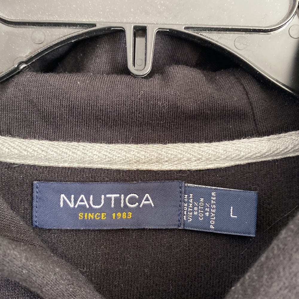 Nautica Hoodie Sweatshirt Size L Embroidered Logo Black - Picture 2 of 5